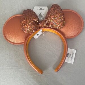 NWT 2024 Disney Parks Peach Punch Sequined Minnie Ears Headband